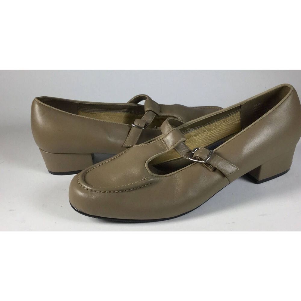 Dr Scholls Shoes Leather Pumps Comfort Size 8.5 W Double Air Pillo Olive Flats - Picture 7 of 11